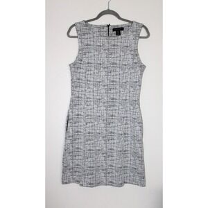 Tahari A-Line Knit Women's Black White Glen Plaid Summer Sleeveless Dress Size 8